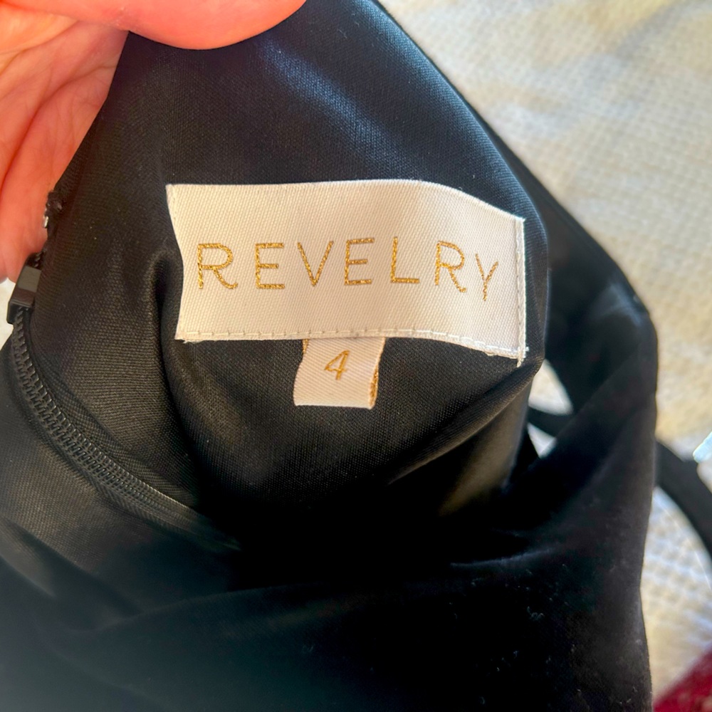 Revelry Dawson Velvet Bridesmaid Dress in Black, Size: 4.